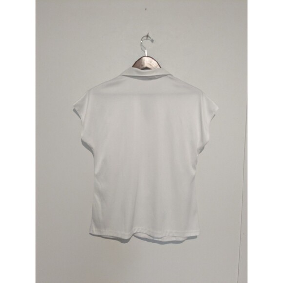 Vintage 80's White Button Down Collared Poly Blouse Top M/L Felice - Picture 3 of 4